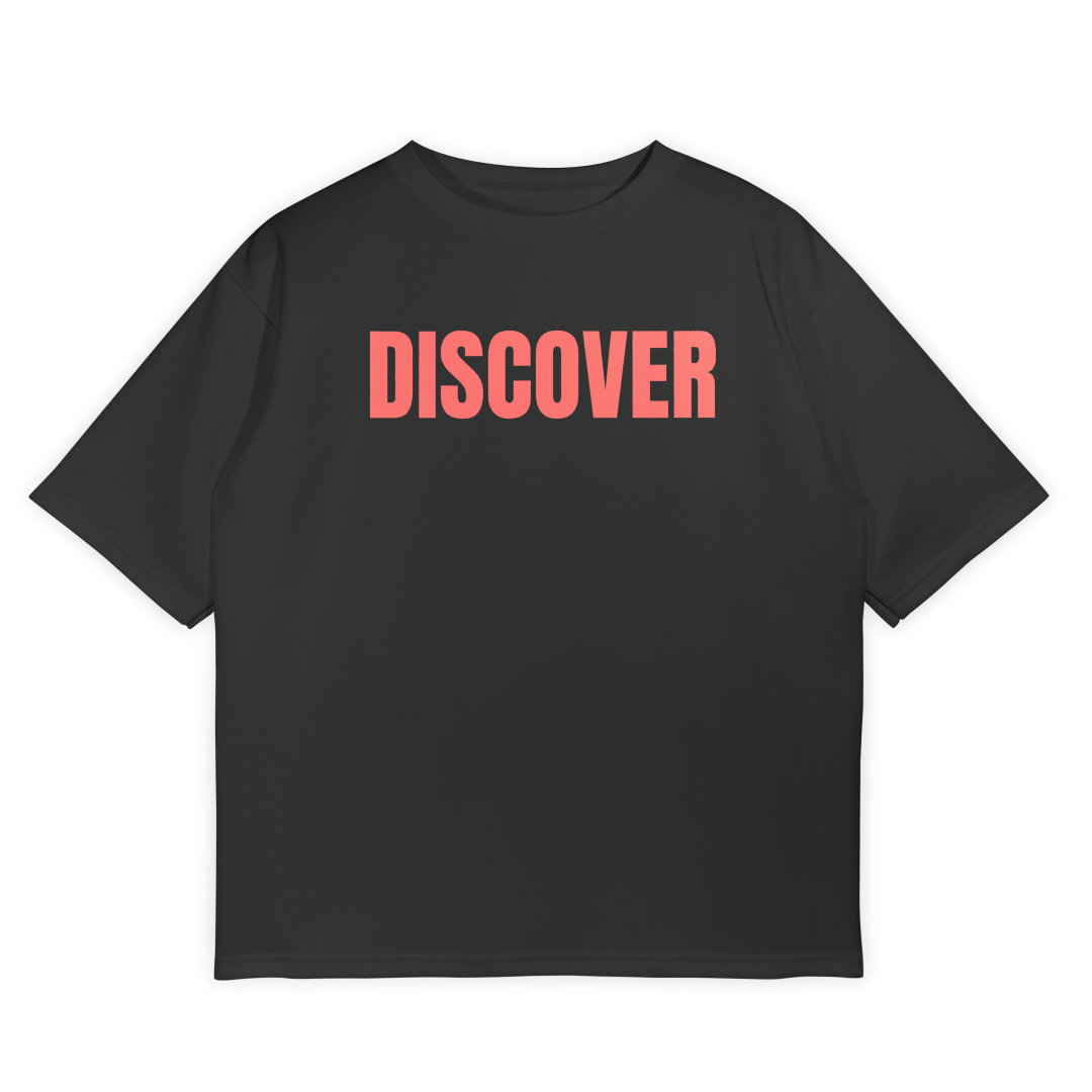 Discover - Unisex Black Oversize T-Shirt