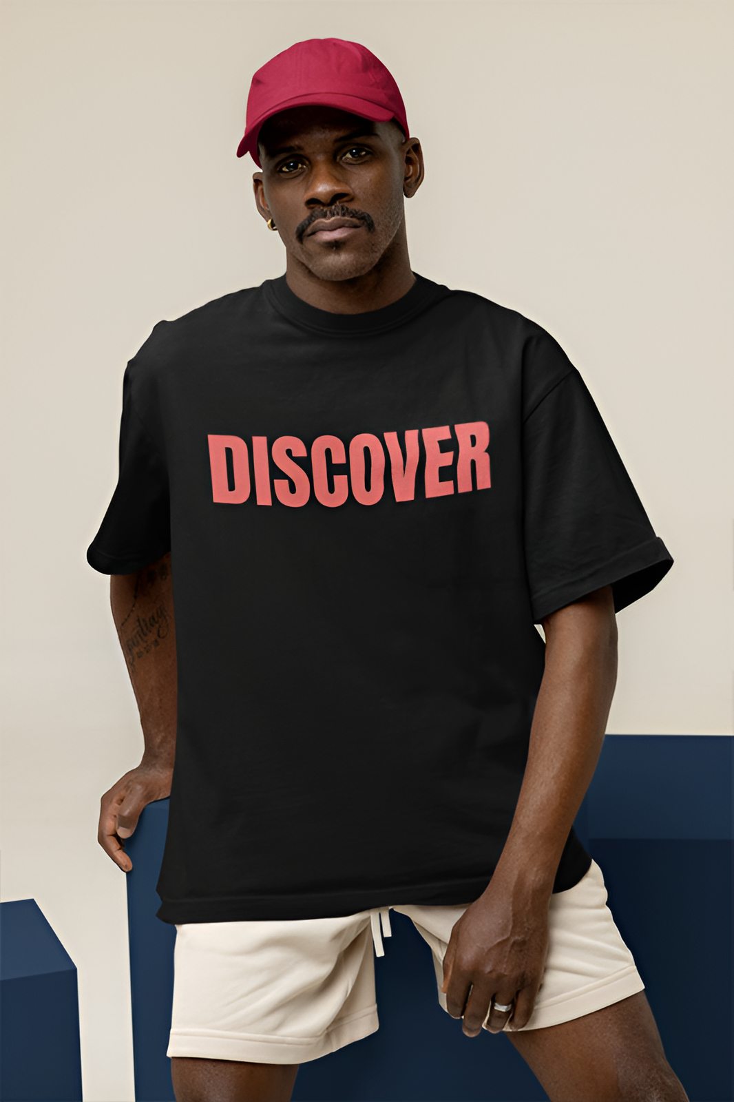 Discover - Unisex Black Oversize T-Shirt