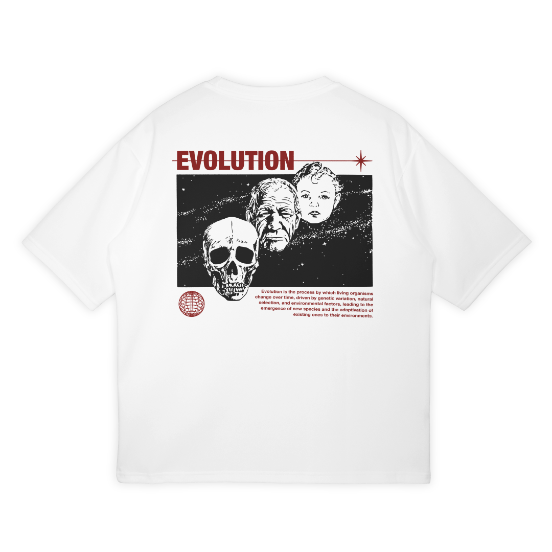 Evolution - Unisex White Oversize T-Shirt