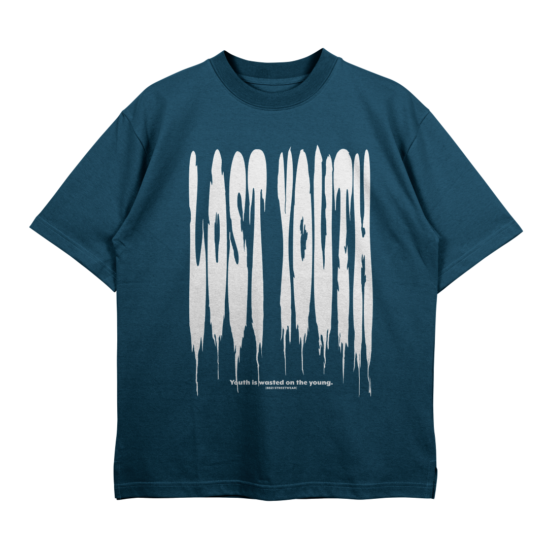 Lost Youth - Unisex Navy Blue Terry Oversize T-Shirt