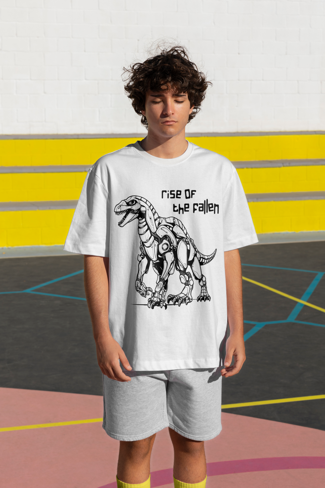 Rise Of The Fallen - Unisex White Terry Oversize T-Shirt