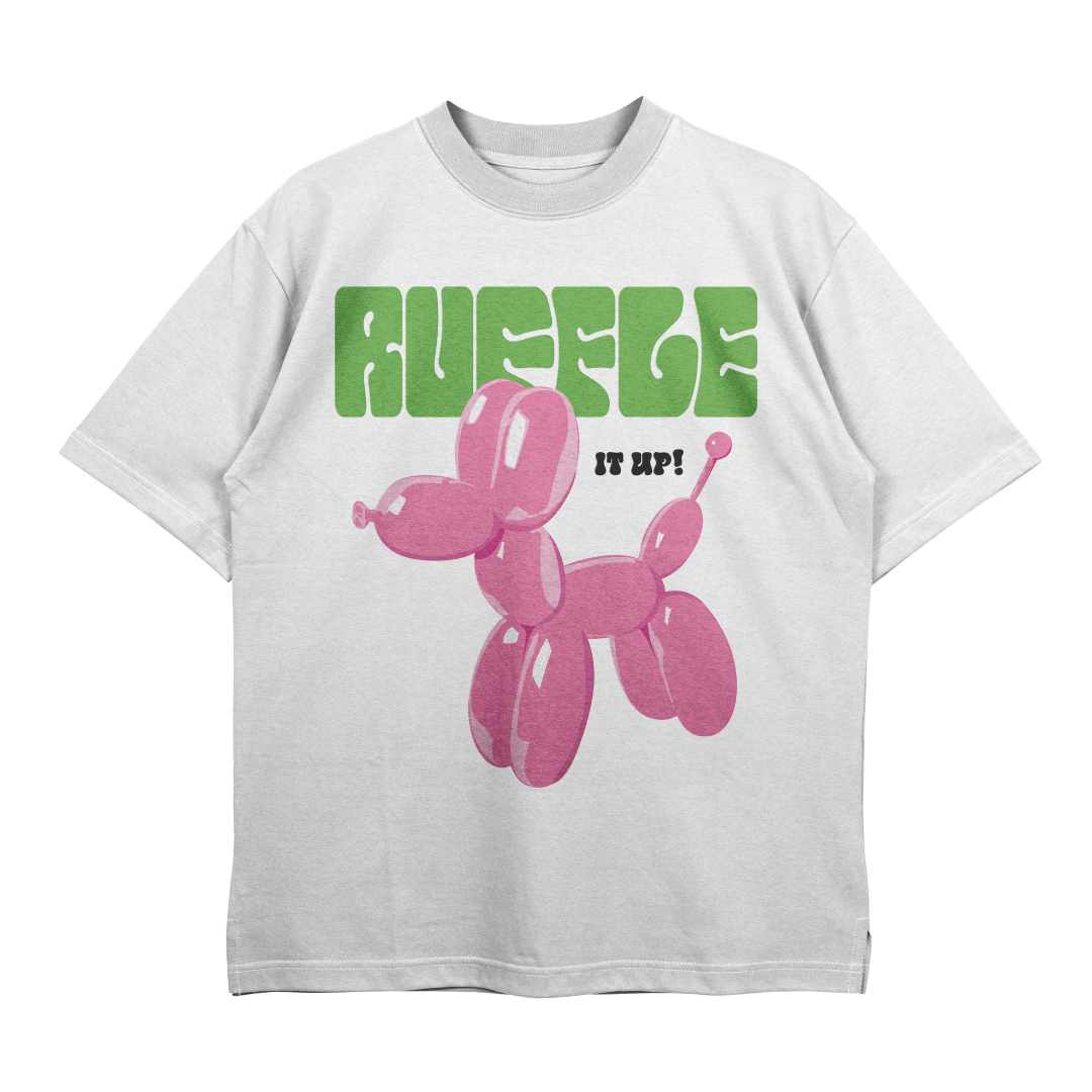 Ruffle it Up - Unisex White Terry Oversize T-Shirt