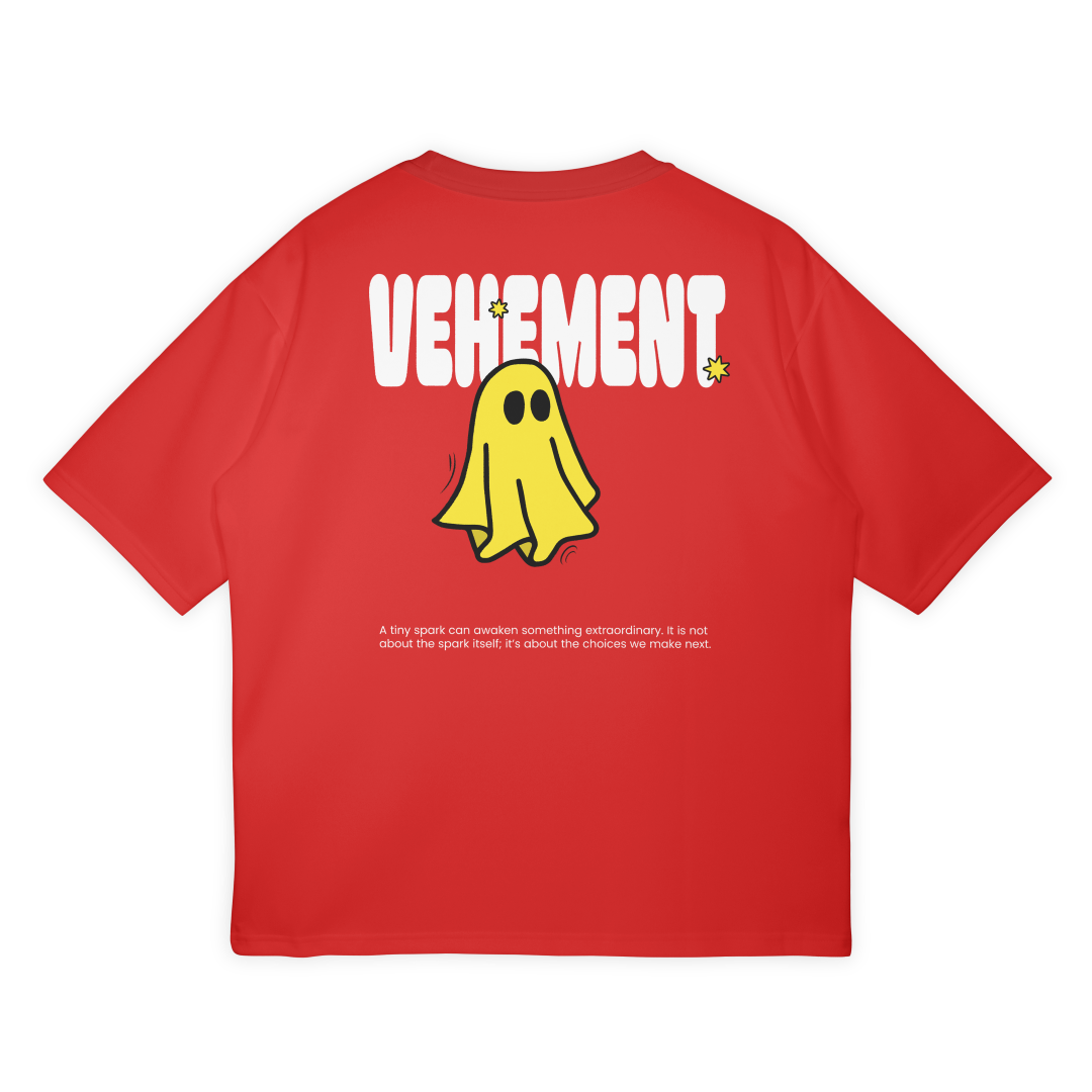 Vehement - Unisex Red Oversize T-Shirt