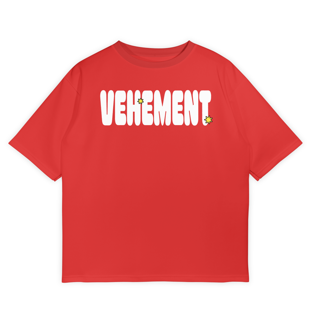 Vehement - Unisex Red Oversize T-Shirt