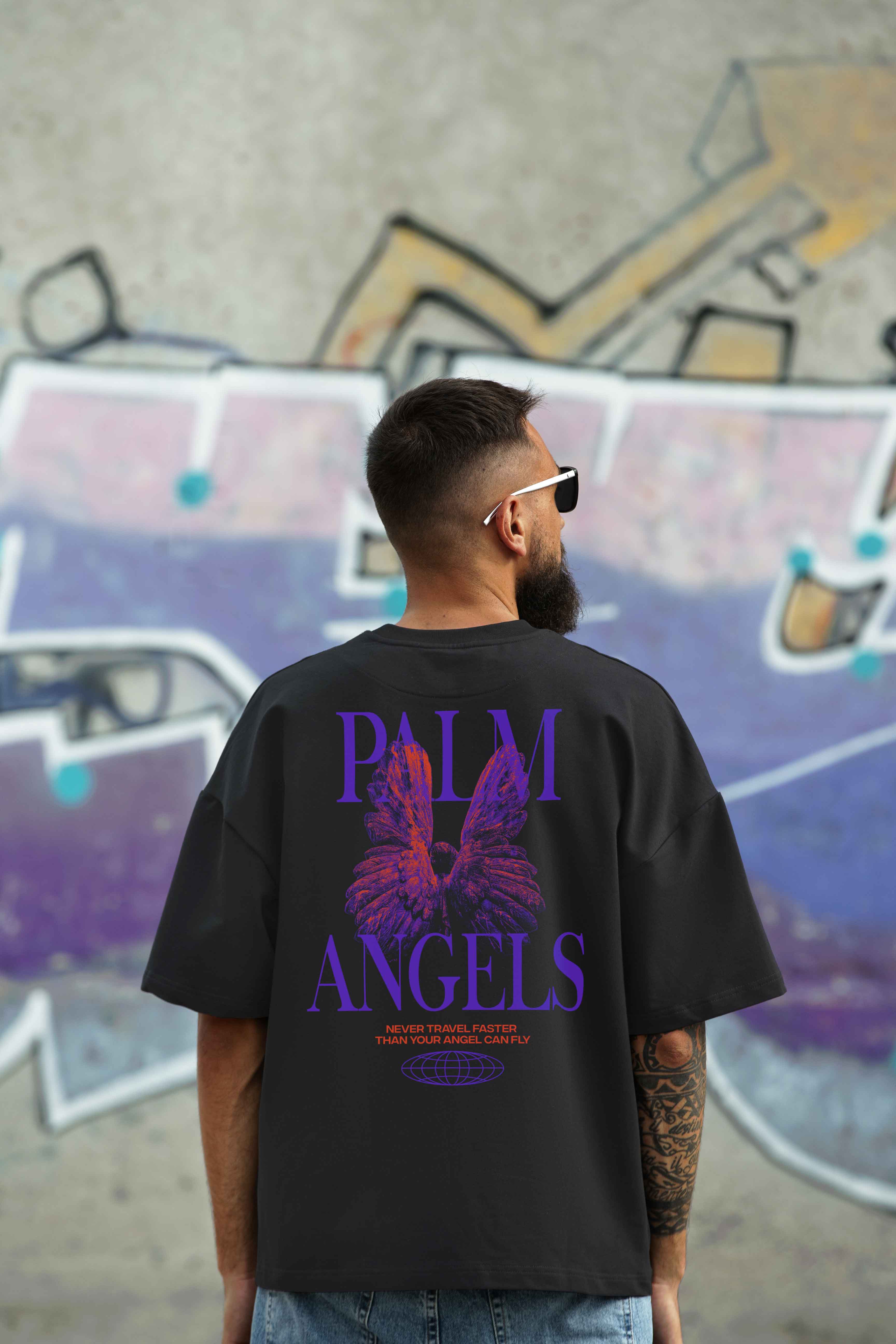 Palm Angel - Unisex Black Oversize T-Shirt