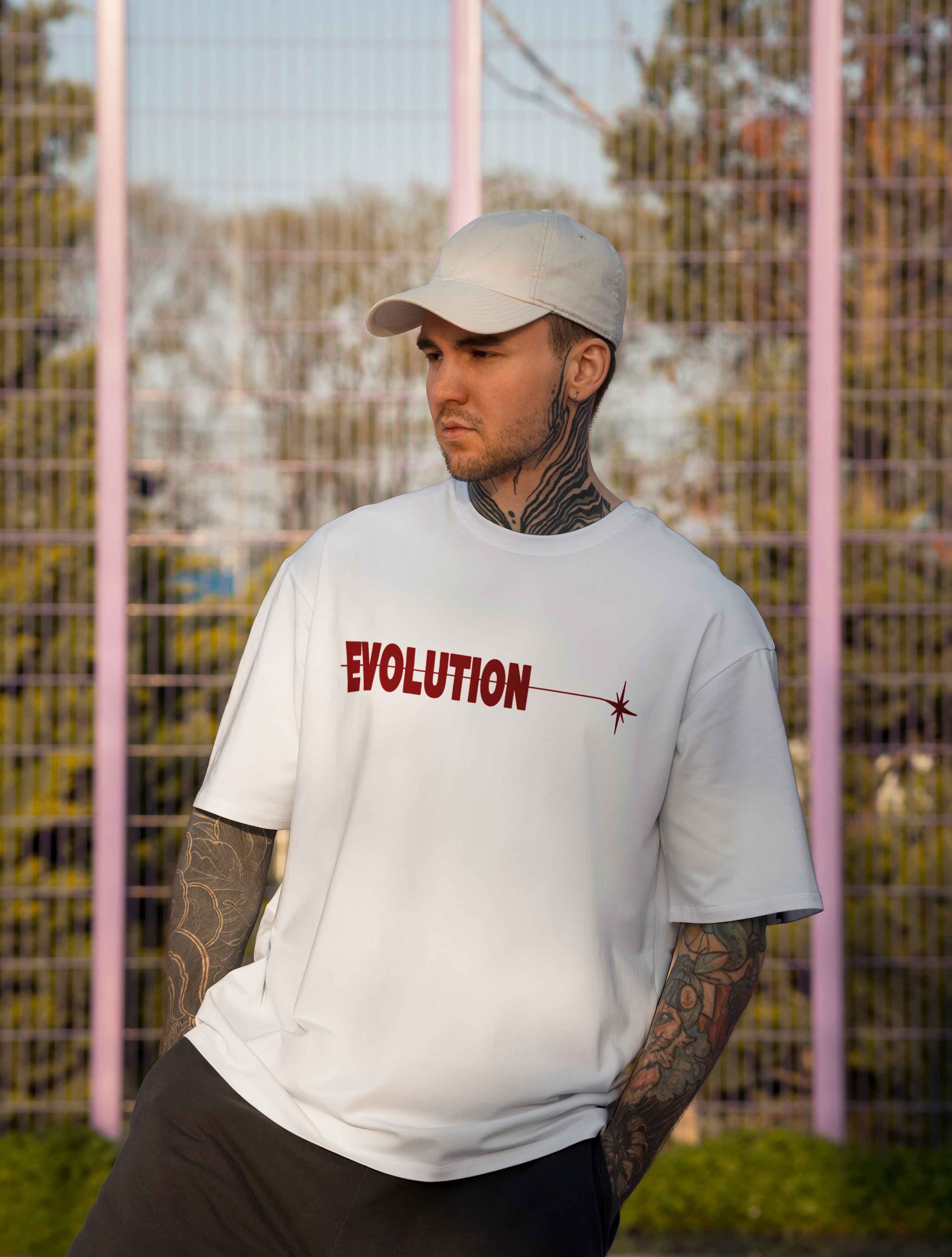 Evolution - Unisex White Oversize T-Shirt